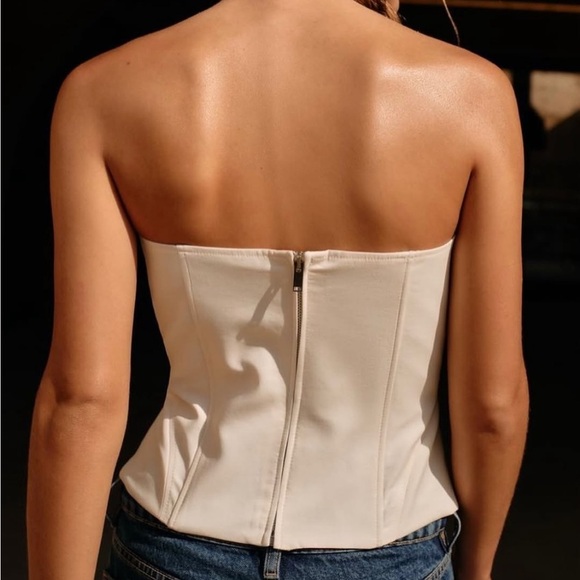Zara corset top lace front ecru cream color zip back cropped cotton small - Picture 10 of 10